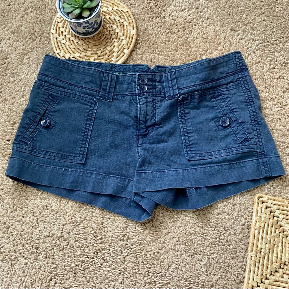 American Eagle Blue Shorts with Button Accents